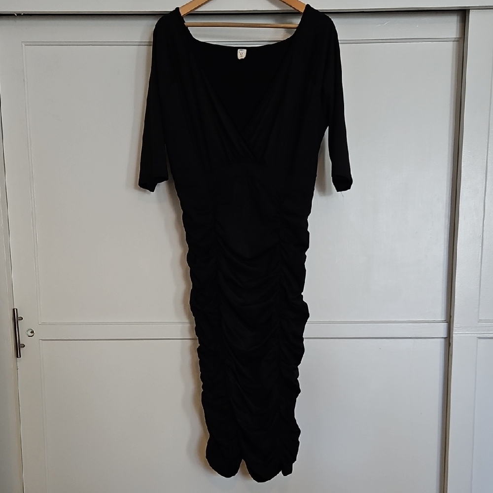 Flattering Black Ruched Dress